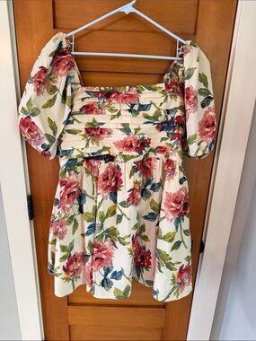 Abercrombie & Fitch Emerson Poplin Mini Floral Puff Sleeve Dress - XL petite